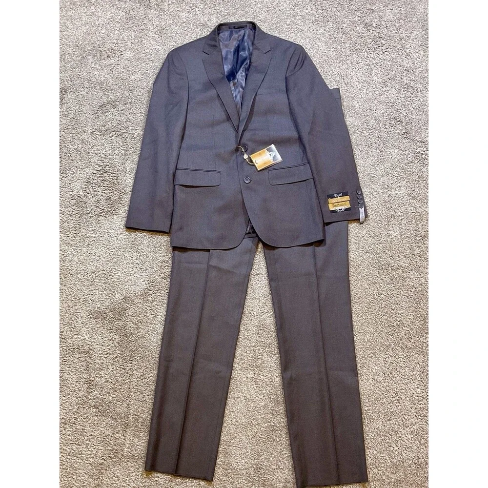 Bertolini 2pc‎ Suit Jacket Size 38R Pants 46/40 Sport Coat Blazer Wool Silk Gray